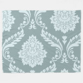 Rococo Damast Kunst I Eendenei Blauw+Turquoise Fleece Deken (Voorkant (Horizontaal))