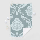 Rococo Damast Kunst I Eendenei Blauw+Turquoise Golfhanddoek (Insitu)