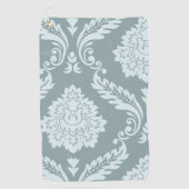 Rococo Damast Kunst I Eendenei Blauw+Turquoise Golfhanddoek (Voorkant)