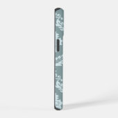 Rococo Damast Kunst I Eendenei Blauw+Turquoise iPhone 15 Case (Rechterkant)