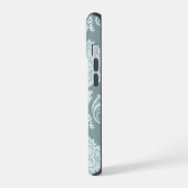 Rococo Damast Kunst I Eendenei Blauw+Turquoise iPhone 15 Case (Linkerkant)