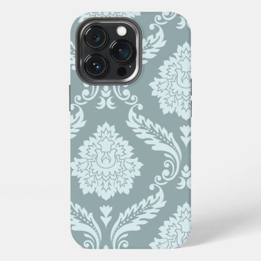Rococo Damast Kunst I Eendenei Blauw+Turquoise iPhone Hoesje (Achterkant)