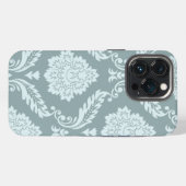 Rococo Damast Kunst I Eendenei Blauw+Turquoise iPhone Hoesje (Achterkant horizontaal)
