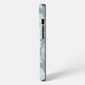 Rococo Damast Kunst I Eendenei Blauw+Turquoise iPhone Hoesje (Linkerkant)