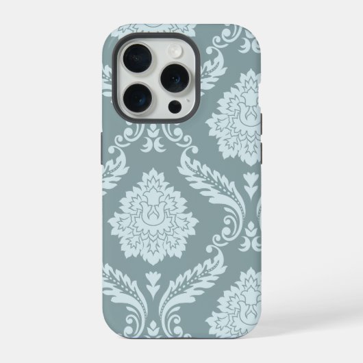 Rococo Damast Kunst I Eendenei Blauw+Turquoise iPhone Hoesje (Achterkant)