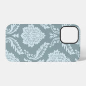 Rococo Damast Kunst I Eendenei Blauw+Turquoise iPhone Hoesje (Achterkant horizontaal)