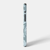 Rococo Damast Kunst I Eendenei Blauw+Turquoise iPhone Hoesje (Linkerkant)