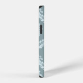 Rococo Damast Kunst I Eendenei Blauw+Turquoise iPhone Hoesje (Rechterkant)