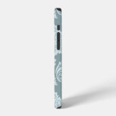 Rococo Damast Kunst I Eendenei Blauw+Turquoise iPhone Hoesje (Linkerkant)