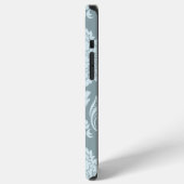 Rococo Damast Kunst I Eendenei Blauw+Turquoise iPhone Hoesje (Linkerkant)