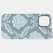 Rococo Damast Kunst I Eendenei Blauw+Turquoise iPhone Hoesje (Achterkant horizontaal)