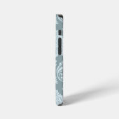 Rococo Damast Kunst I Eendenei Blauw+Turquoise iPhone Hoesje (Linkerkant)