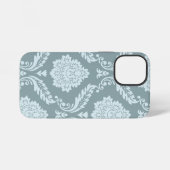 Rococo Damast Kunst I Eendenei Blauw+Turquoise iPhone Hoesje (Achterkant horizontaal)