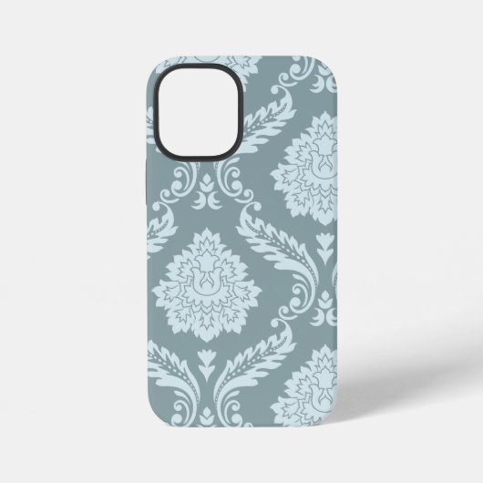 Rococo Damast Kunst I Eendenei Blauw+Turquoise iPhone Hoesje (Achterkant)