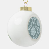 Rococo Damast Kunst I Eendenei Blauw+Turquoise Keramische Bal Ornament (Links)