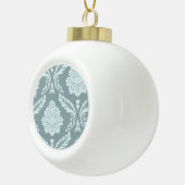 Rococo Damast Kunst I Eendenei Blauw+Turquoise Keramische Bal Ornament (Rechts)