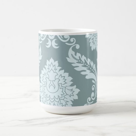 Rococo Damast Kunst I Eendenei Blauw+Turquoise Koffiemok (Center)