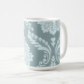 Rococo Damast Kunst I Eendenei Blauw+Turquoise Koffiemok (Voorkant rechts)