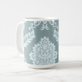 Rococo Damast Kunst I Eendenei Blauw+Turquoise Koffiemok (Voorkant links)