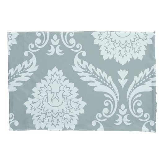 Rococo Damast Kunst I Eendenei Blauw+Turquoise Kussensloop (Voorkant)