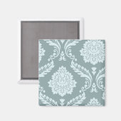 Rococo Damast Kunst I Eendenei Blauw+Turquoise Magneet (Voorkant / Achterkant)