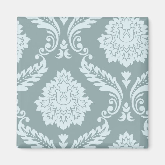 Rococo Damast Kunst I Eendenei Blauw+Turquoise Magneet (Voorkant)