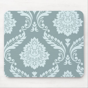 Rococo Damast Kunst I Eendenei Blauw+Turquoise Muismat