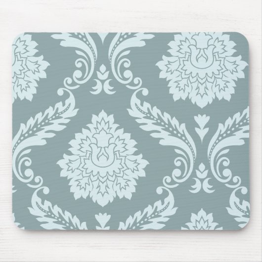 Rococo Damast Kunst I Eendenei Blauw+Turquoise Muismat (Voorkant)