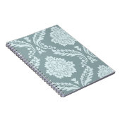Rococo Damast Kunst I Eendenei Blauw+Turquoise Notitieboek (Rechterzijde)