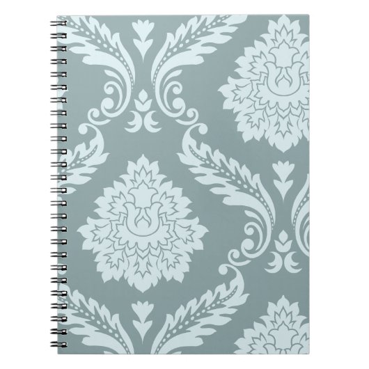 Rococo Damast Kunst I Eendenei Blauw+Turquoise Notitieboek (Voorkant)