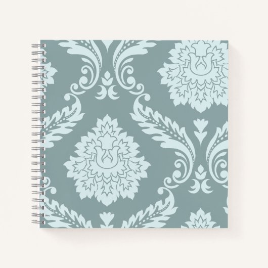 Rococo Damast Kunst I Eendenei Blauw+Turquoise Notitieboek (Voorkant)
