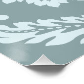 Rococo Damast Kunst I Eendenei Blauw+Turquoise Perfect Poster (Hoek)