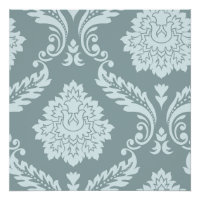 Rococo Damast Kunst I Eendenei Blauw+Turquoise