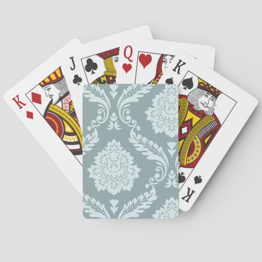 Rococo Damast Kunst I Eendenei Blauw+Turquoise Pokerkaarten (Achterkant)