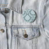 Rococo Damast Kunst I Eendenei Blauw+Turquoise Ronde Button 5,7 Cm (In situ)
