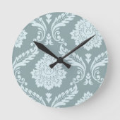 Rococo Damast Kunst I Eendenei Blauw+Turquoise Ronde Klok (Voorkant)