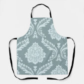 Rococo Damast Kunst I Eendenei Blauw+Turquoise Schort (Voorkant)