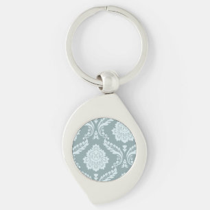 Rococo Damast Kunst I Eendenei Blauw+Turquoise Sleutelhanger