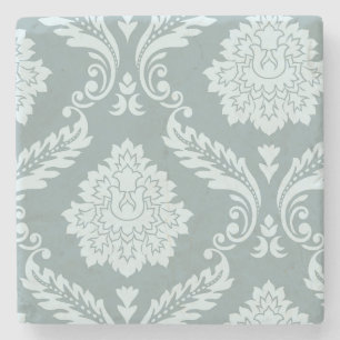Rococo Damast Kunst I Eendenei Blauw+Turquoise Stenen Onderzetter