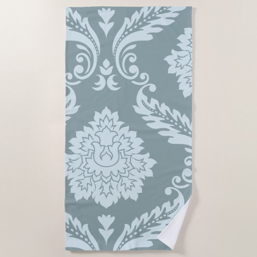 Rococo Damast Kunst I Eendenei Blauw+Turquoise Strandlaken (Voorkant)