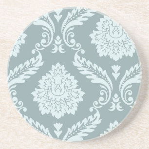 Rococo Damast Kunst I Eendenei Blauw+Turquoise Zandsteen Onderzetter
