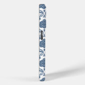 Rococo Damast Patroon Blauw op Wit Case-Mate iPhone Case (Achterkant / Rechts)