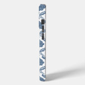 Rococo Damast Patroon Blauw op Wit Case-Mate iPhone Case (Achterkant / Links)