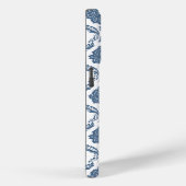 Rococo Damast Patroon Blauw op Wit Case-Mate iPhone Case (Achterkant / Rechts)