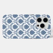 Rococo Damast Patroon Blauw op Wit Case-Mate iPhone Case (Achterkant (horizontaal))