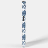 Rococo Damast Patroon Blauw op Wit Case-Mate iPhone Case (Achterkant / Rechts)