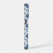 Rococo Damast Patroon Blauw op Wit iPhone Hoesje (Rechterkant)