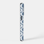 Rococo Damast Patroon Blauw op Wit iPhone Hoesje (Rechterkant)