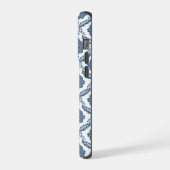Rococo Damast Patroon Blauw op Wit iPhone Hoesje (Linkerkant)