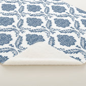 Rococo Damast Patroon Blauw op Wit Sherpa Deken (3/4)